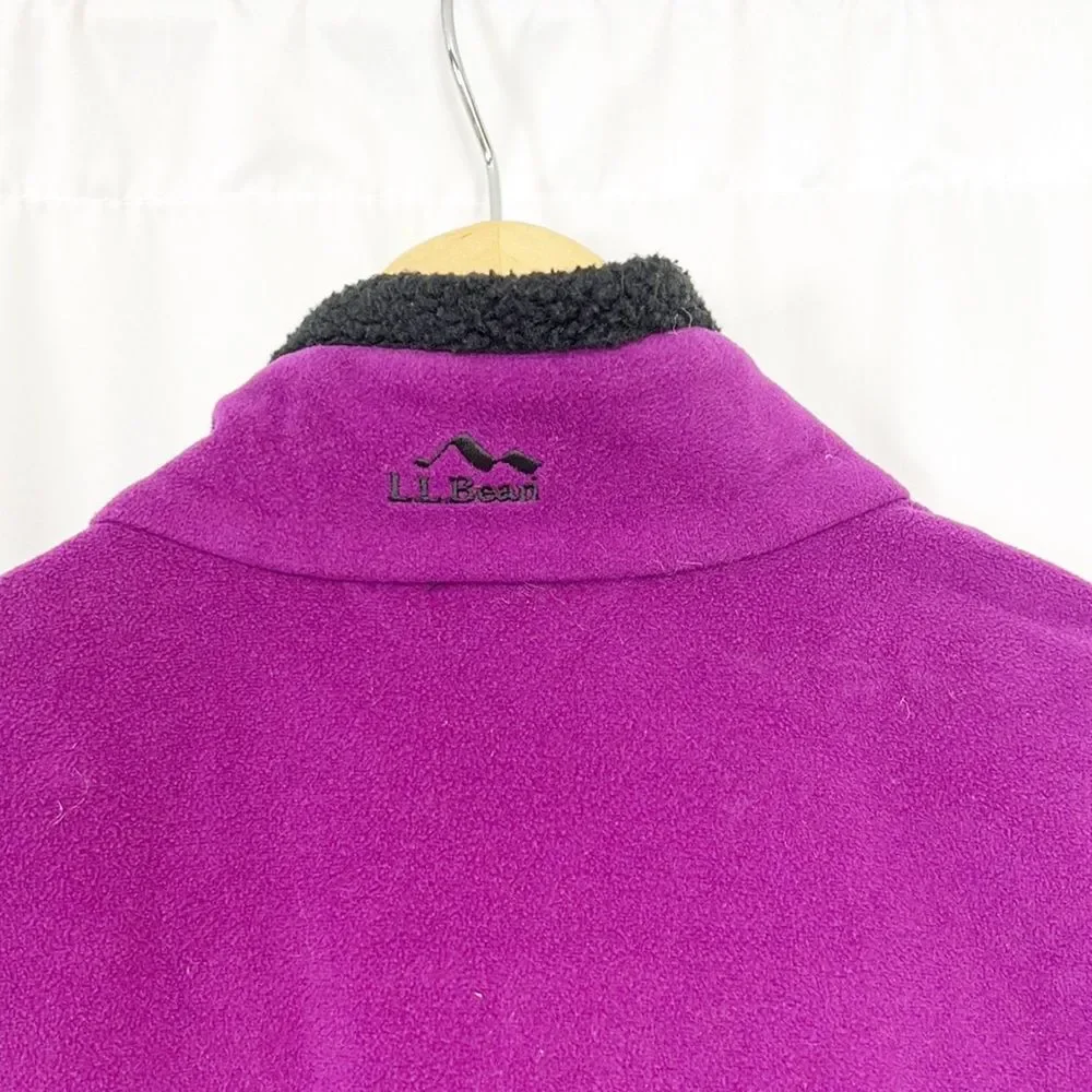 L.L. Bean Purple and Black Colorblock Fleece Vest Medium